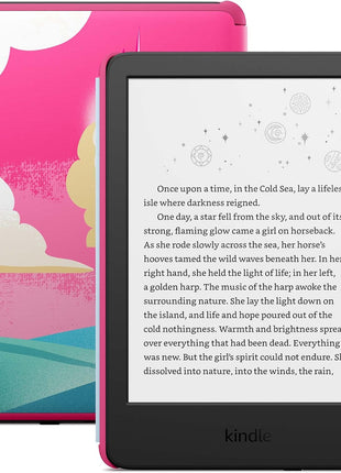 Amazon Kindle Kids 16GB (newest model) - If it breaks, we will replace it, includes ad-free books and cover, with glare-free display, faster page turns - Unicorn Valley