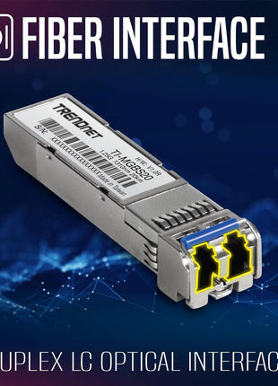 TRENDnet TI-MGBS20, 1000Base-LX Industrial SFP Single- Mode LC Module (20km), Lifetime Protection