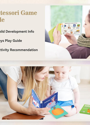 Montessori Toys for Babies 6-12 Months 6 in 1 Learning Educational Toys Set Wooden Toys Play Kit Includes Object Permanence Box, Touch & Match Board, Sensory Ball & Treasure Basket, Soft Baby Book
