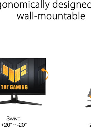 ASUS TUF Gaming 27" 1440P HDR Monitor (VG27AQ3A) – QHD (2560 x 1440), 180Hz, 1ms, Fast IPS, 130% sRGB, Extreme Low Motion Blur Sync, Speakers, Freesync Premium, G-SYNC Compatible, HDMI, DisplayPort