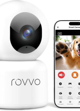 2K HD Pet Camera - 360° Smart Puppy Monitor with 5GHz & 2.4GHz Dual-Band WiFi, Smart Motion Tracking, 2-Way Audio, Night Vision, Indoor Camera for Dogs & Cats, Works with Phone App.