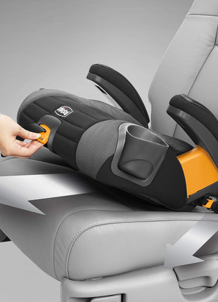 Chicco GoFit Plus Backless Booster Car Seat with Latch, 40-110 lbs | Stream/Blue, ErgoBoost contoured seat, quick-release LATCH, washable pad, 2 cup holders, booster seat for ages 4+, 40-110 lbs