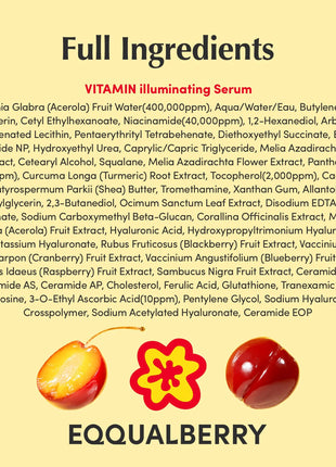 EQQUALBERRY Vitamin Illuminating Serum | Niacinamide 4% & TXA | Brightening Vitamin C Serum for Face Glow with Hyaluronic Acid | Dark Spot & Uneven Tone Care | Korean Skincare, 1.01 fl oz