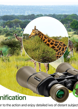 20x50 Binoculars for Adults with Smartphone Adapter - High Powered Binoculars for Bird Watching Hunting Hiking Concert Travel Theater with BAK4 Prism FMC Lens, Mud
