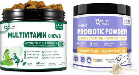 Dog Multivitamin Soft Chews and Probiotics for Dogs Powder
