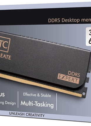 TEAMGROUP T-Create Expert Overclocking 10L DDR5 32GB Kit (2 x 16GB) 6400MHz (PC5-51200) CL40 Desktop Memory Module Ram - CTCED532G6400HC40BDC01, Black-UDIMM