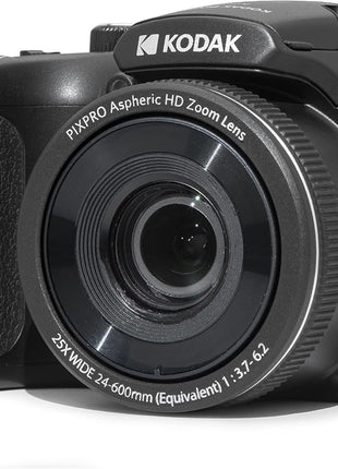 Kodak PIXPRO AZ255-BK 16MP Digital Camera 25X Optical Zoom 24mm Wide Angle Lens Optical Image Stabilization 1080P Full HD Video 3 inch LCD Vlogging Camera (Black)