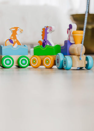 Melissa & Doug First Play Wooden Rocking Farm Animals Pull Train