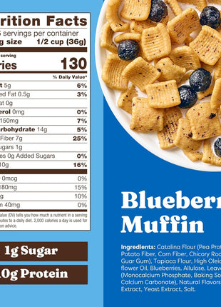 Catalina Crunch Protein Cereal   Breakfast Cereal with 10g of Protein, No Added Sugar   Gluten Free, Keto Friendly   Blueberry Muffin   8 oz. Bag (Pack of 1)