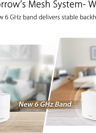 ASUS ZenWiFi Whole-Home WiFi 6E Tri-band Mesh (ET8 2PK), Coverage up to 5,500 sq.ft & 6+rooms, 6600Mbps, 2.5G Port, AiMesh, Lifetime Free Internet Security, Parental Control, Easy Setup, Instant Guard