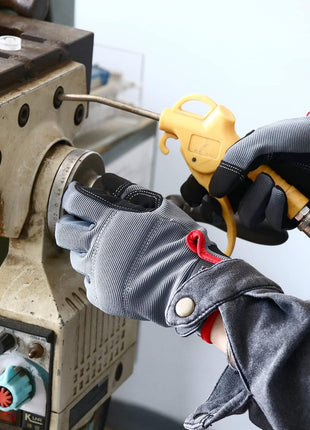 HANDLANDY Mens Work Gloves Touch screen, Synthetic Leather Utility Gloves, Flexible Breathable Fit- Padded Knuckles & Palm (Large)