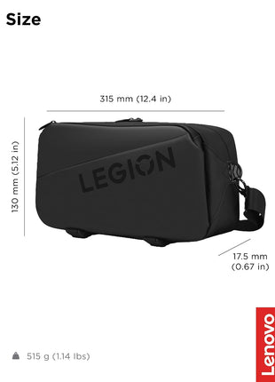 Lenovo Legion Sling Bag, Waterproof Carrying Case Bag for Legion Go Gaming Console, Black, Custom Fit Console Carrier, Adjustable Shoulder Strap, Multiple Compartments, Durable and Stylish Design