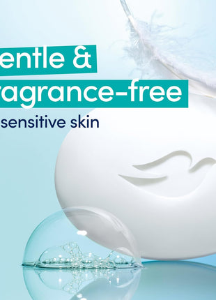 Dove Beauty Bar Soap Sensitive, 8 Bars for Sensitive Skin, Fragrance Free and Hypoallergenic 3.75 oz | Fragrance-free, hypoallergenic beauty bar with 1⁄4 moisturizing cream for sensitive skin on face, body and hands