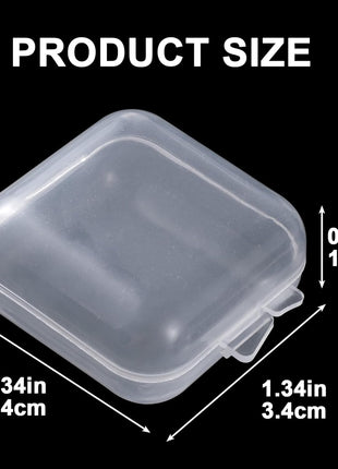 BEIQIYA 6pcs Clear Plastic Ear Plug Cases, 1.8cm Thicken Mini Jewelry Storage Cases, Small Portable Square Bead Storage Box Organizer for Earplugs Necklaces Handicrafts