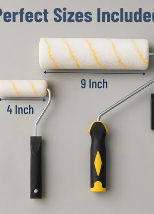 Bates- Paint Roller Kit, 19 pcs, Roller Set with Microfiber Sleeves & Frame | for Walls, Cabinets, Interior and Exterior Painting