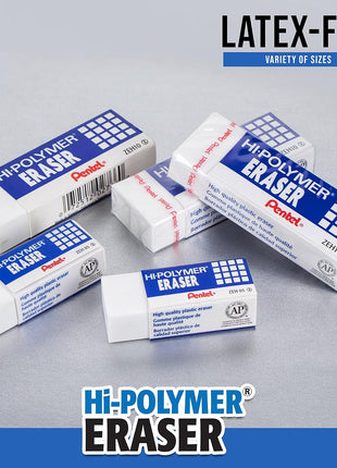 Pentel Hi-Polymer Block Eraser Small White, Pack of 4 (ZEH05BP4)