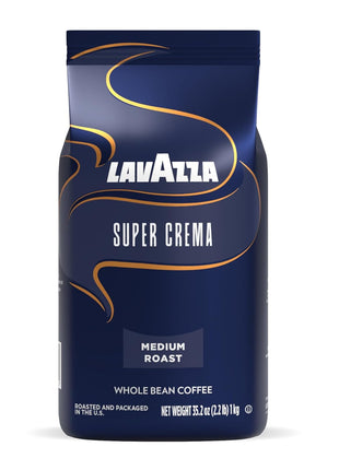 Lavazza Super Crema Whole Bean Coffee, Medium Espresso Roast, Arabica and Robusta Blend, 2.2 lb Bag, Package May Vary (Pack of 1)