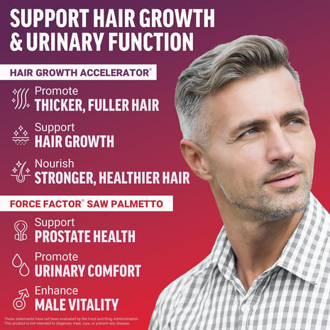 Force Factor Hair Growth Accelerator Soft Chews, Hair Growth Vitamins for Women and Men with Clinically Studied Lustriva and Biotin, Promotes Thicker, Fuller, Stronger Hair + Saw Palmetto