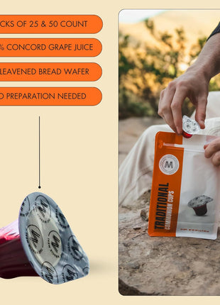 Travel Pack - The Miracle Meal Pre-Filled Traditional Communion Cup - Bag of 25 with Wafer and 100% Concord Grape Juice