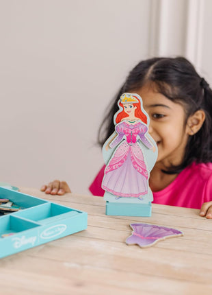 Melissa & Doug Disney Ariel Magnetic Wooden Dress-Up Doll Pretend Play Set (35 Pieces) Magnetic Dolls, Pretend Play & Preschool Toys for Kids Ages 3+