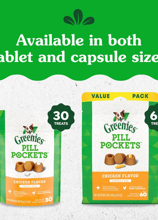 Greenies Pill Pockets for Dogs Small Size, Tablet Pill Treats for Dogs, Chicken Flavor, 3.2 oz. Pouch
