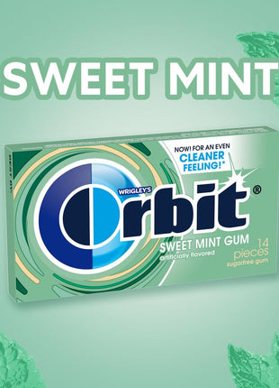 Orbit Sweet Mint Sugar Free Chewing Gum Bulk, 12 Packs, 14 Pieces Each (168 Total)
