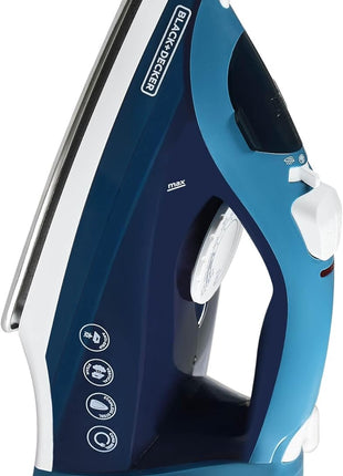 BLACK+DECKER Steam Iron for Clothes with Retractable Cord | Retractable-cord steam iron with anti-drip, vertical steam, auto clean and spray mist for easy ironing.