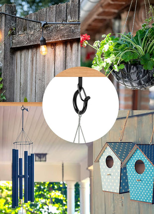 FSAH 36 PCS Q-Hanger Hooks with Safety Buckle, Windproof Screw Hooks for Outdoor String Lights Hanging Christmas Lights, Plants, with 1 Wing Nut Driver