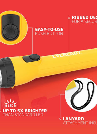 EVEREADY LED Flashlights (4-Pack), Bright Flashlights for Emergencies and Camping Gear, Flash Light with AA Batteries Included, Blue/Yellow (4-Pack)