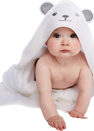 HIPHOP PANDA Hooded Towel - Rayon Made from Bamboo, Bath Towel with Bear Ears for Newborn, Babie, Toddler, Infant - Absorbent Large Baby Towel - Bear, 30 x 30 Inch