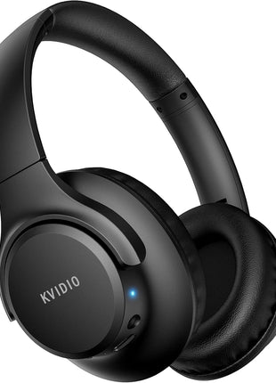 KVIDIO Bluetooth Headphones Over Ear, 65 Hours Playtime Wireless Headphones with Microphone, Foldable Lightweight Headset with Deep Bass, HiFi Stereo Sound Low Latency for Travel Work Cellphone
