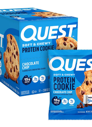 Quest Nutrition Chocolate Chip Protein Cookie, 15g Protein, 1g Sugar, 2g Net Carbs, Keto Friendly, High Protein, Low Carb; 12 Count