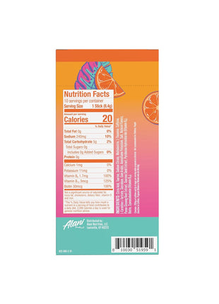 Alani Nu ORANGE KISS Energy Sticks, Energy Drink Powder, 200mg Caffeine, Pre Workout Performance with Antioxidants, On The Go Drink Mix, Biotin, B Vitamins, Zero Sugar, 5 10 Calories, 10 Pack