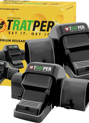 TRATPER Rat and Chipmunk Traps. Prevents Accidental Triggering with Dual Tunneled Design. Covered Snap Traps for Humane Kill, Reusable, Pest Control for Rats, Indoor & Outdoor Use. 2 Pack