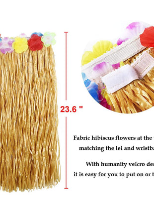 PHOGARY 8 Pack Hula Skirt Costume Kit for Hawaii Luau Party - Dancing Hula with Flower Bikini Top, Hawaiian Lei