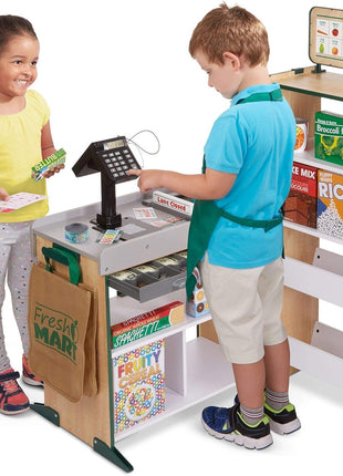 Melissa & Doug Fresh Mart Companion Set, Grocery Store Pretend Play Toys, Toy Kitchen Accessories & Play Food, Preschool Learning Toys for Girls & Boys 3+