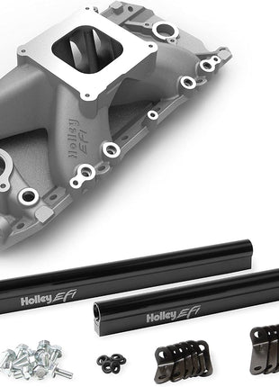 Holley Intake Manifold, EFI, Square Bore, Single Plane, Oval Port, Aluminum, Natural, Big Block Chevy, Each