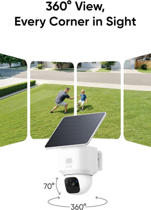 eufy Security SoloCam E30, 2K Solar Security Camera, 360° AI Tracking | Solar Powered, 2K Clarity, AI Detection, Pan & Tilt, No Monthly Fee, Built-in Local Storage, Wireless Outdoor
