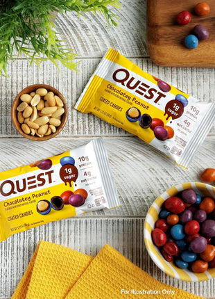Quest Nutrition Coated Candies, Chocolatey Peanut, 1g Sugar, 10g Protein, 4g Net Carbs, Gluten Free, Keto Friendly, 12 Count