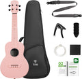 TOM 23 inch Carbon Fiber Concert Ukulele? Upgraded Ukelele Kit with Quick Locking Strap, Waterproof, Ultra-Lightweight (1.25 lbs), Ideal for Beginners, Professionals & Outdoor Adventures (Pink)