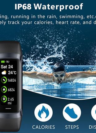 Fitness Tracker Activity Tracker Smart Watch 1.10''AMOLED Touch Color Screen,Smart Watch with 24/7 Blood Oxygen Heart Rate,Sleep Monitor,IP68 Waterproof,Step Counter Health for Women Men (Black)