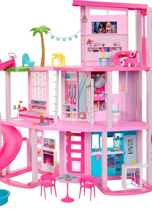Barbie DreamHouse, Pool Party Doll House | 75+ Pieces and 3-Story Slide, Barbie House Playset, Pet Elevator and Puppy Play Areas