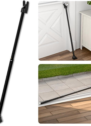 SECURITYMAN 2-in-1 Door Security Bar & Sliding Door Security Bar - Door Jammer Constructed of High Grade Iron - Black Door Stoppers Security Bar