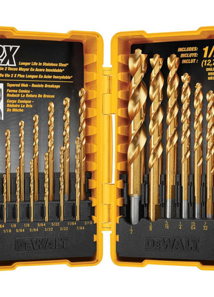 DEWALT Titanium Nitride Coated Drill Bit Set, Pilot Point, 21-Piece (DW1361)