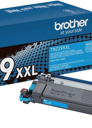 Brother Genuine TN229XXLC Cyan Super High Yield Printer Toner Cartridge - Print up to 4,000 Pages(1), Compatible with HL-L3295CDW, HL-L8245CDW, MFC-L3780CDW, and MFC-L8395CDW Printers
