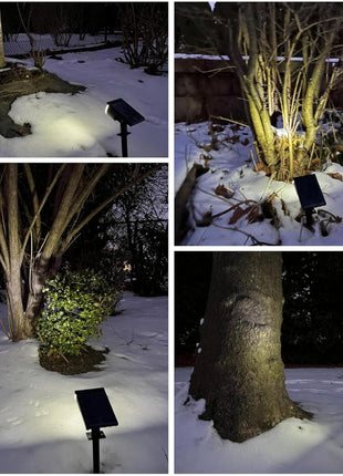 Solar Lights Outdoor Waterproof IP65, Solar Powered 76 LED 3 Lighting Modes Solar Spot Lights Outdoor for Yard Garden Landscape Pathway (Cool White, 4 Pack)