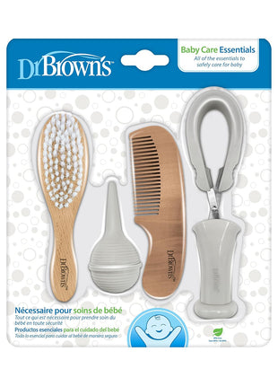 Dr. Brown's Baby Care Essentials Kit, Nail Scissors with Case, Nasal Aspirator, Cradle Cap Brush and Comb, BPA-Free
