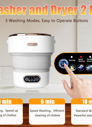 Portable Washing Machine,15L Collapsible Mini Washer with 3 Cleaning Modes Drain Basket Small Foldable Laundry Machine for Travel Camping Dorms RVs Apartments Baby Clothes Underwear Socks Delicates
