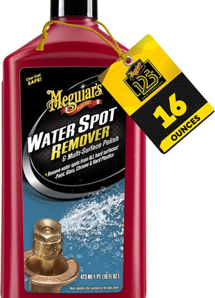 Meguiar's Water Spot Remover, Heavy Duty Water Spot Remover for Cars, Remove Water Stains and Polish Glossy Paint with a Versatile Clear Coat Safe Formula, 16 oz