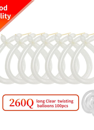 260 Clear Long Balloons for Animals, Thickening Skinny Latex Twisting for Arch Modeling Magic Clown Birthday Wedding Party Decorations 100pcs